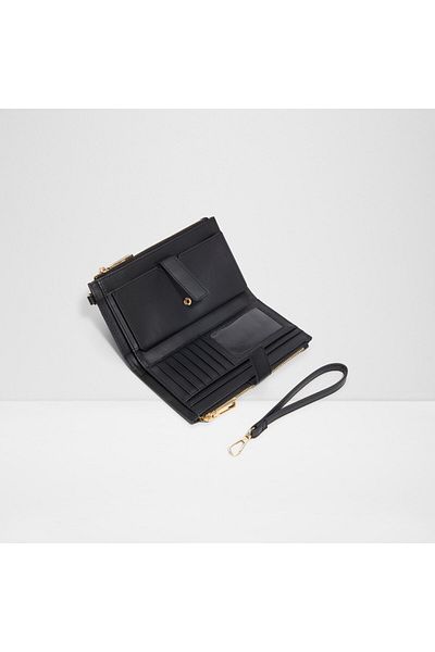 Aldo Rorbag - Women's Faux Leather Black Top Zipper Closure Wallet