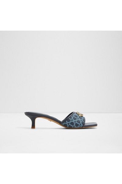 Aldo Coteazur - Women's Faux Leather Navy Blue Tiny Heel Laceless Heeled Sandals