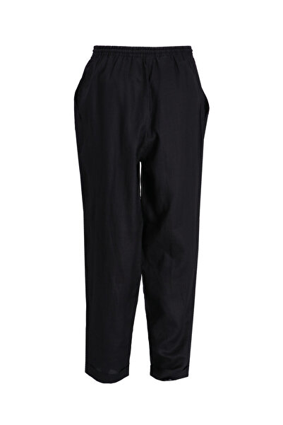 BOSS Kadın Lastikli Yüksek Bel Paça Uçları Katlamalı Bilek Boy Cep Detay Siyah Pantolon 50537916-001