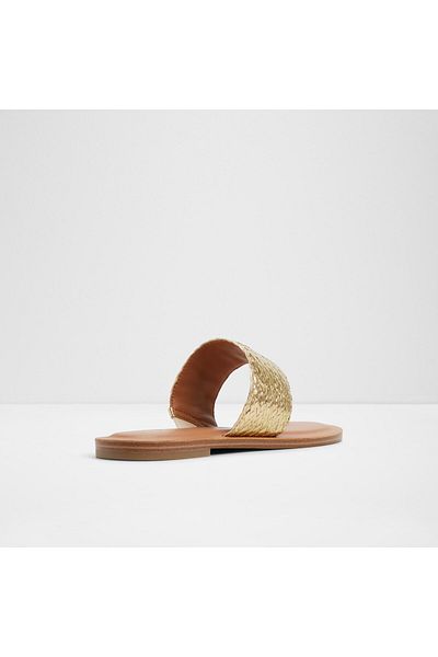 Aldo Beachwalk - Women's Faux Leather Gold Flat Slippers