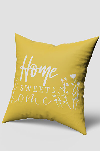 EsnafAli Husă pentru pernă cu scrisul Home Sweet Home galbenă