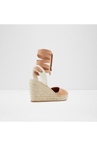 Aldo Efemına - Espadrile din piele naturală bej cu toc pană