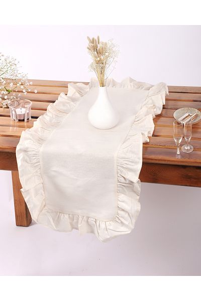 ÇIQRIK HOME ÇIQRIK HOME Φυσικό βολάν Vintage Cream Runner Ranır 40x110 cm