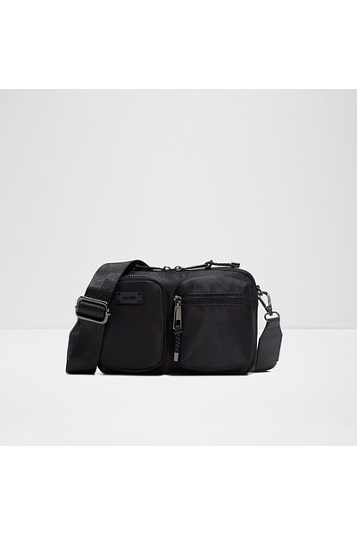 Aldo Rherif - Men's Textile Black Top Zipper Closure Small Size Crossbody Bag