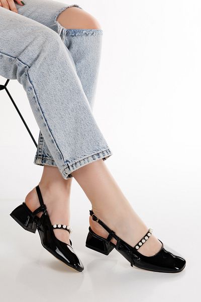 Best Group Pearl and Stone Short Heeled Women's Shoes