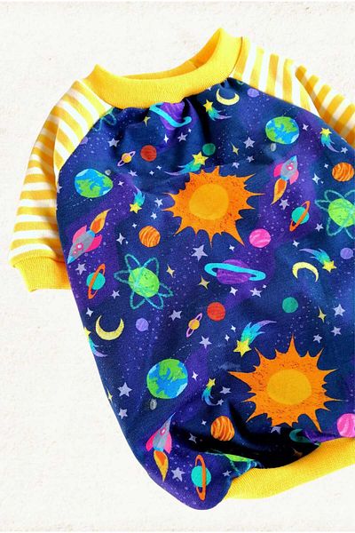 PATİBÖR Yellow Space Printed Dog T-Shirt