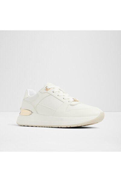 Aldo Gumtree - Women's Faux Leather White Flat Lace-Up Modern Design Sneakers