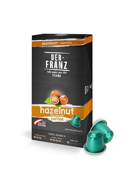 Der-Franz Der-Franz Hazelnut coffee capsules, Nespresso compatible, 10 Capsules, 50g
