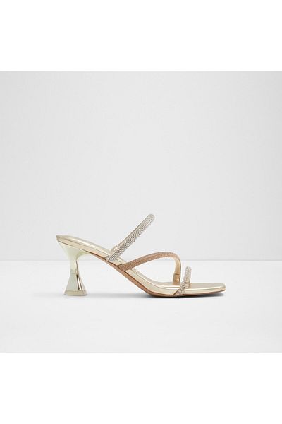 Aldo Jewella - Women's Textile Gold Small Heel Slip-On Heeled Slippers