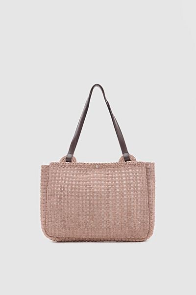 Shule Bags Τσάντα ώμου Fabri Big Size Macrame Mink