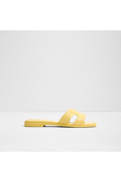 Aldo Itsandal - Women's Genuine Leather Yellow Flat Slippers