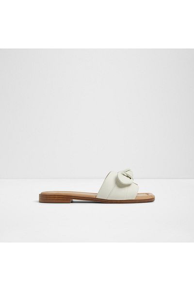 Aldo Lavinia - Women's Genuine Leather White Flat Laceless Flat Slippers