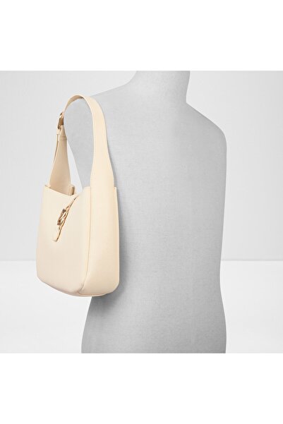 Aldo Sofietta - Women's Faux Leather Ecru Drawstring Closure Medium Size Bucket Shaped Bag