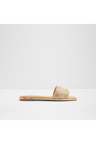Aldo Oceania - Women's Textile Gold Flat Slippers