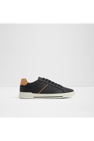 Aldo Matchpoint - Men's Synthetic Leather Other Black Flat Lace-Up Modern Design Sneakers