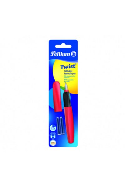 Pelikan Fiery twist pen red, M nib with 2 refills