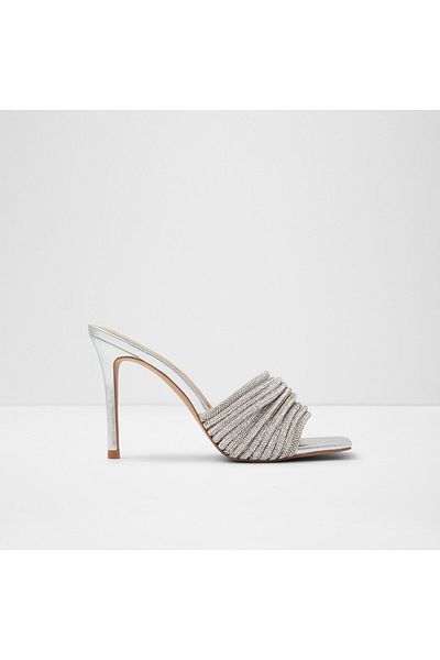 Aldo Marielle - Silver Color Women's Heeled Evening Dress Slippers