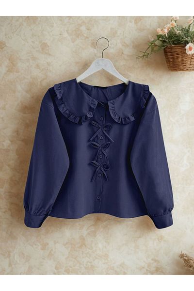 Lotus Poplin Fabric Baby Collar Skirt Top Shirt