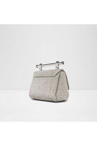 Aldo BLINGCHIC - Γυναικεία τσάντα από συνθετικό δέρμα ασημί μαγνητικό κλείσιμο μικρού μεγέθους επάνω λαβή