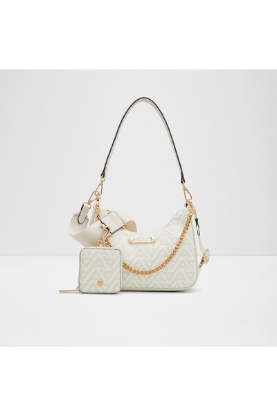 Aldo Annaendra - Women's Faux Leather Ecru Multi Top Zipper Closure Medium Shoulder Bag