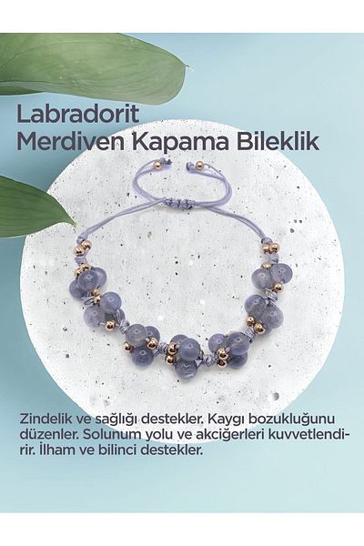 OSMANLI DOĞAL TAŞ Labradorite Natural Stone Stair Closing Bracelet Special Design