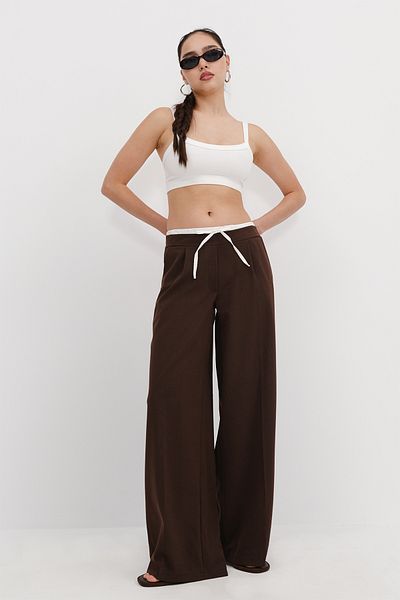 Addax Wide Leg Trousers with Waist Detail Pn2417-C12