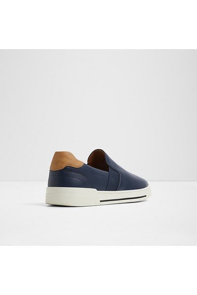 Aldo LEEJAY - Pantofi sport pentru bărbați din piele artificială, albastru bleumarin, plat, fără șireturi, cu design modern
