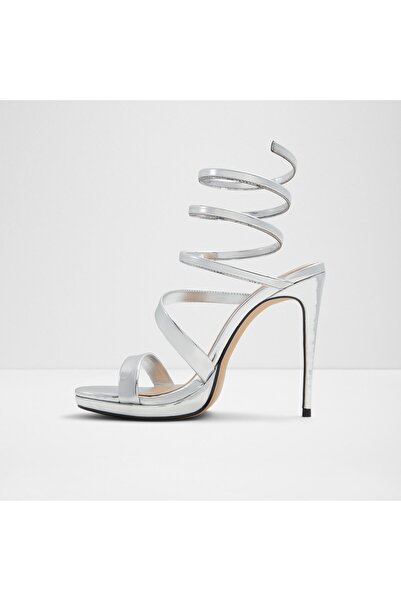 Aldo KATSWIRL - Rochie de seară pentru femei argintie Sandale cu toc