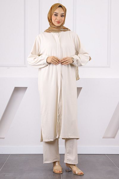 İmajButik Cream Corded Trousers Tunic Suit