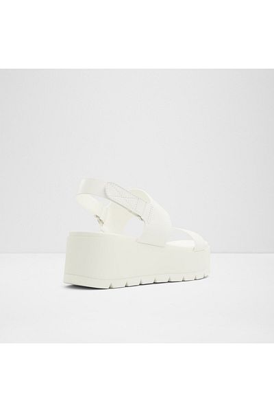 Aldo Thıla-Genuine Leather White Wedge Heel Sandals