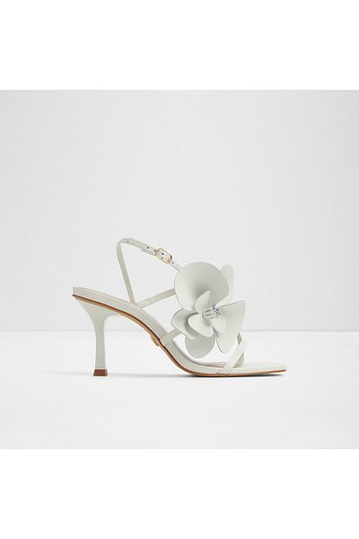 Aldo SANDFLOWER - Women's Genuine Leather White-Ecru Thin Heel Sandals