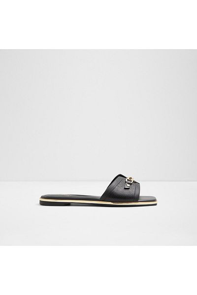 Aldo ALAMASSI - Women's Faux Leather Black Flat Slippers