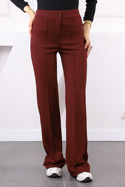İmajButik Burgundy Grass Lycra Spanish Leg Trousers