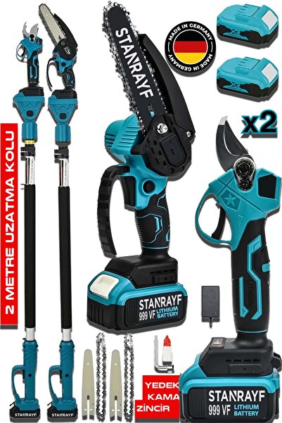 stanrayf Alman 798 Vf 20 Ah 2Akü Bakır Sargı Şarjlı Ağaç Dal Kesme Budama Mak...