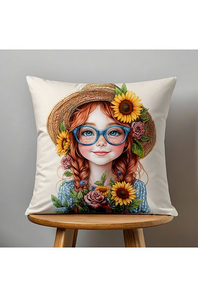 Filamente Double Sided Digital Printing Throw Pillow Cover Kids Room Girl Patterned