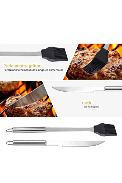 varioshop VarioShop® 9-Piece Barbecue Utensil Set, High-Quality Stainless Steel, Carry Bag