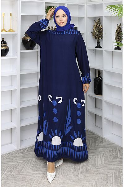 sefamerve Φόρεμα με λαβή λάστιχο 0084-01 Navy Blue