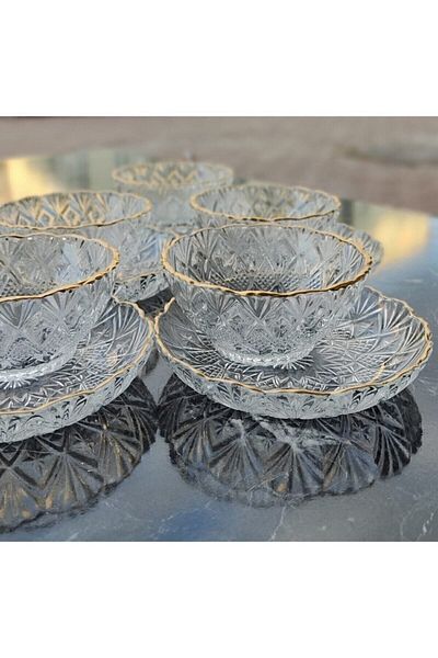 Kig 12 Pieces Gold Gilded Snack Bowl Rice Pudding Bowl Gift Dowry Bowl Presentation Serving Guests