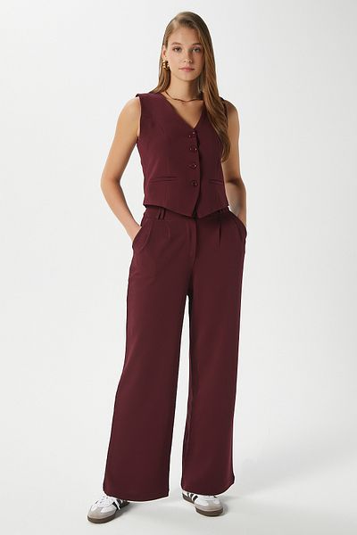Ritnice Women's Petra Burgundy Vest Lycra Pants Bottom Top Set