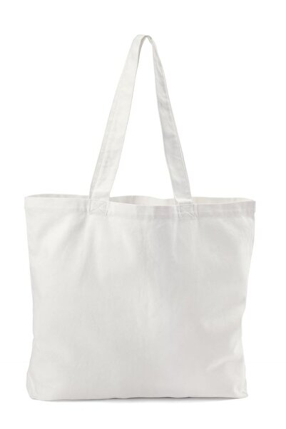 Tchibo Women Printed Canvas Shopper Bag 47 L x 40 H x 10 W cm, Off White