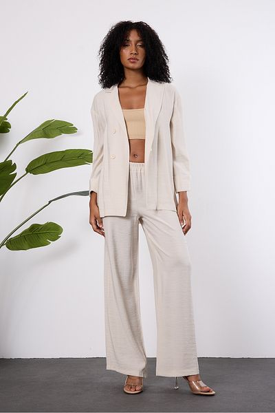 Bolivente Stone Regular Elastic Waist Loose Trousers