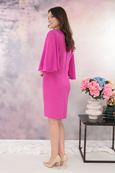 Bemar Elegant fuchsia dress with veil sleeves