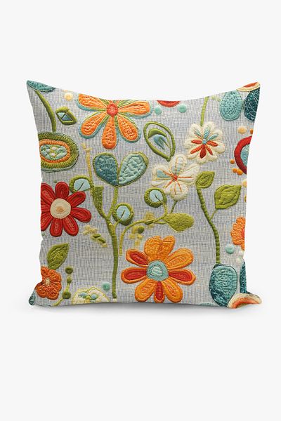 Filamente Double Sided Digital Printing Throw Pillow Case Quilted Look Floral Pattern