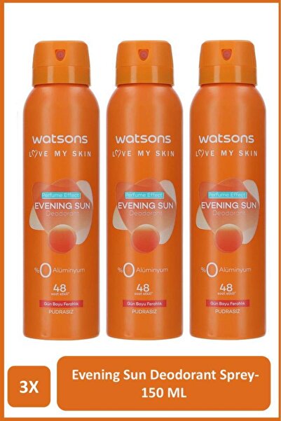 Watsons Evening Sun Deodorant Sprey Pudrasız 3x150ml