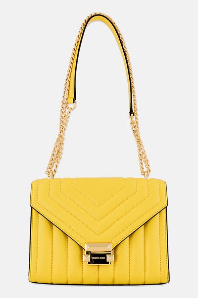 Michael Kors Women Brand Logo Shoulder Bag 19 H x 25 L x 9 W cm, Yellow