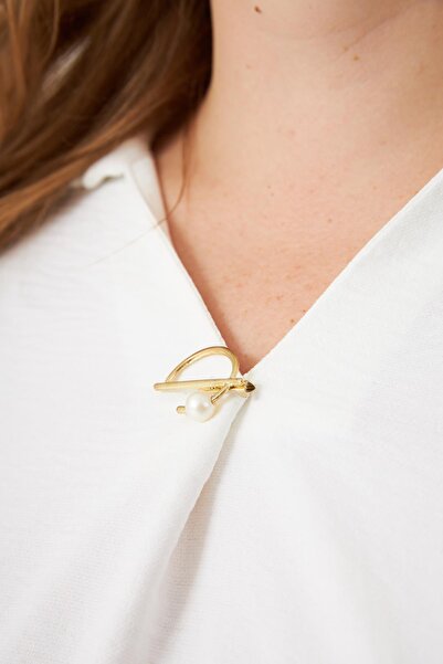 RMG Collar Detailed Large Size Blouse Ecru