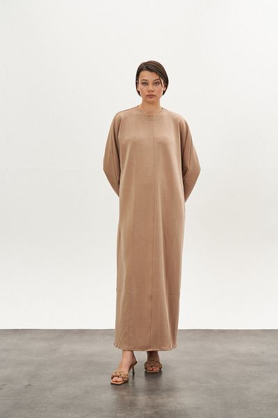 Mevra Modal Dress with Stitched Front Camel