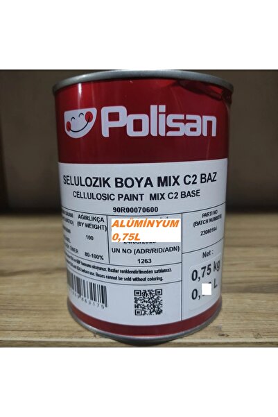 Polisan POLİSAN SELÜLOZİK BOYA PARLAK ALÜMİNYUM RENK 0,75 KG (0,75L)