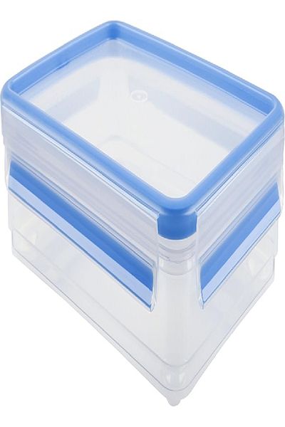 emsa Clip & Close Stacking Box 1.65L – 26.5x19.4x6 cm, Airtight, Transparent/Blue