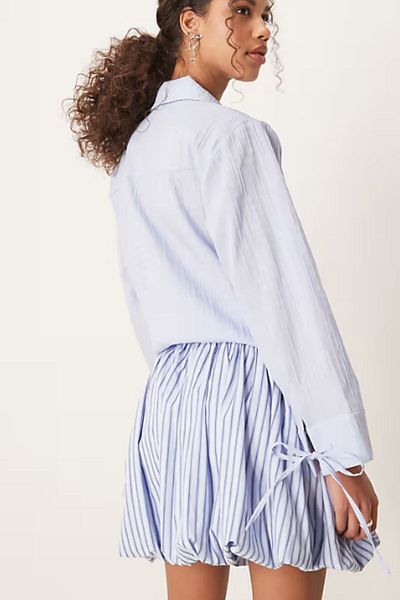 GIA - ART Balloon Cut Mini Design Skirt Blue Striped